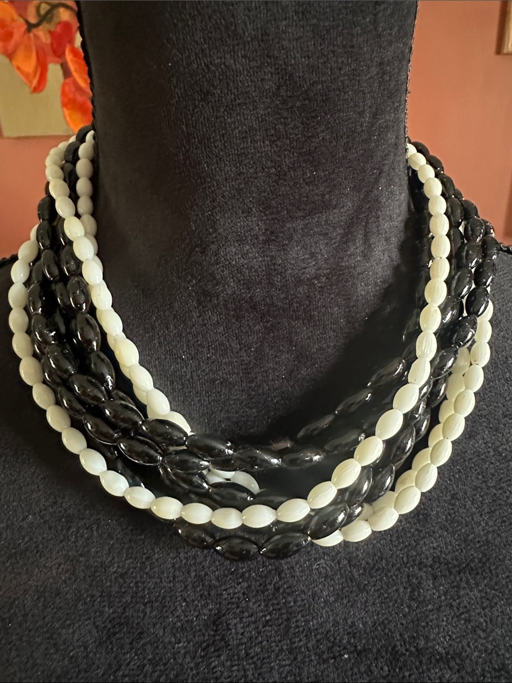 Jay King .925 Black and White Multi-Strand Beaded Necklace